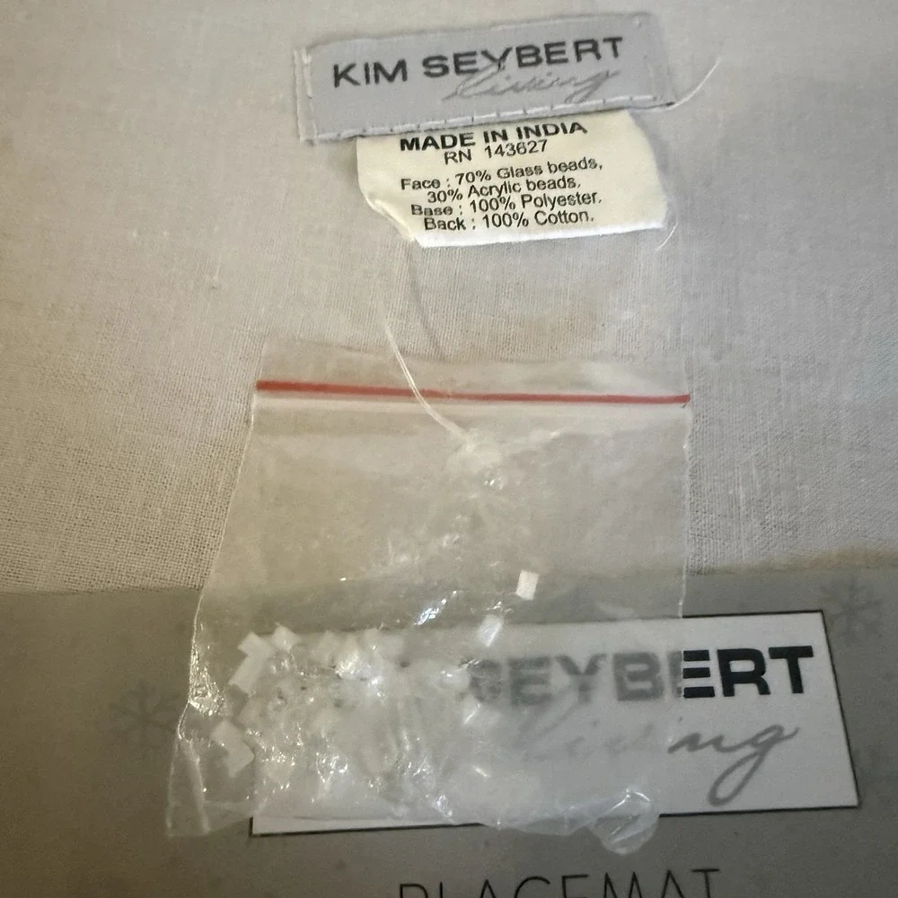 Kim Seybert Pair Glass Beaded Iridescent Placemat Extra Beads Retired New 457305